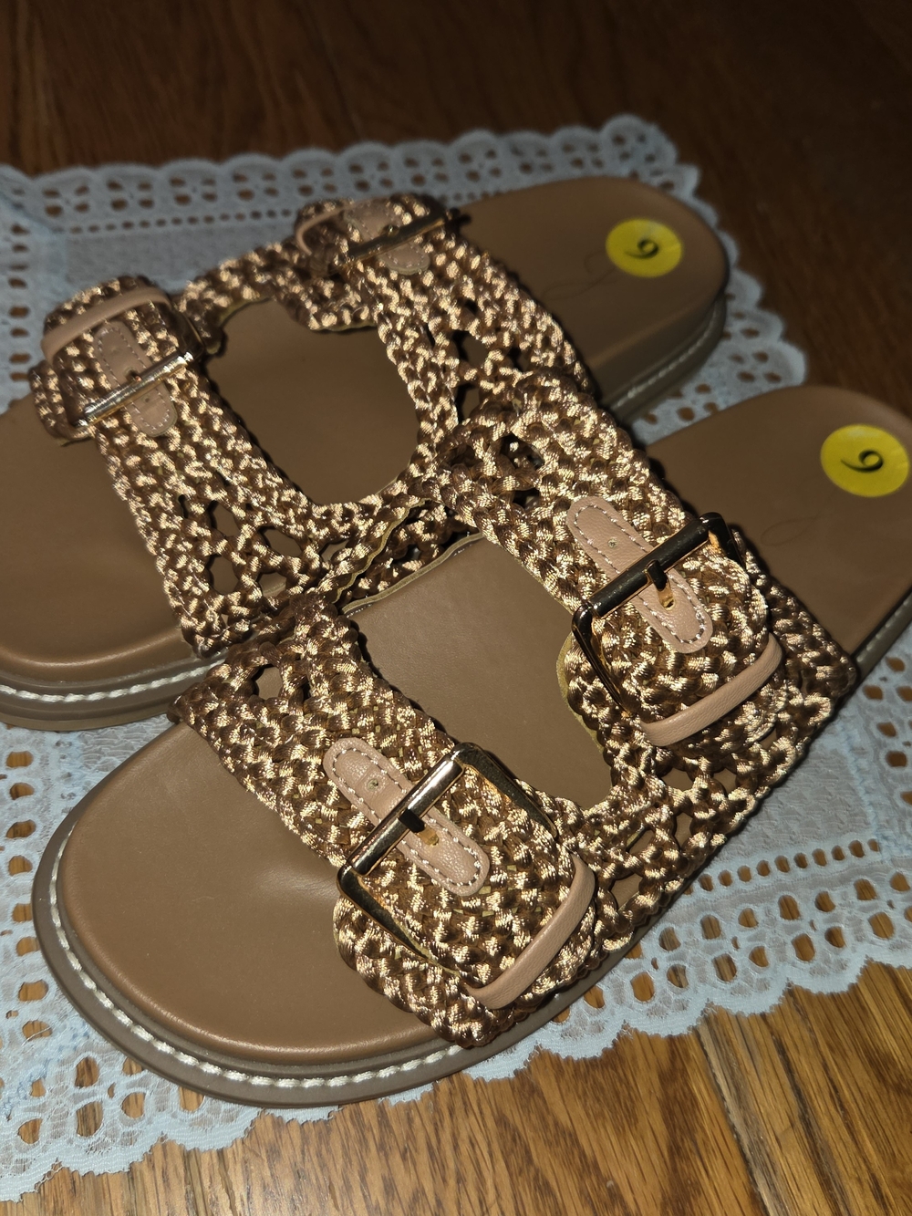 New, Joie - Woven Buckle Slide Sandals in Tan Size 9. JJCP